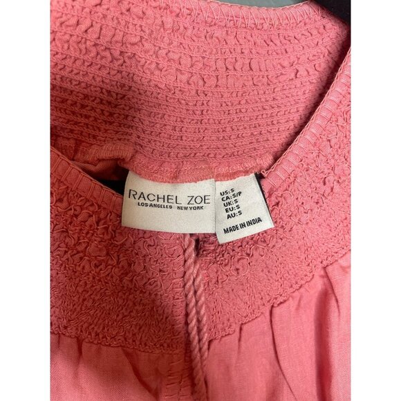 Rachel Zoe Linen Blend Women's Small Shirred Tassel Blouse - Picture 3 of 7